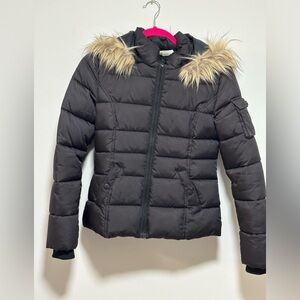 H&M black puffer hooded coat